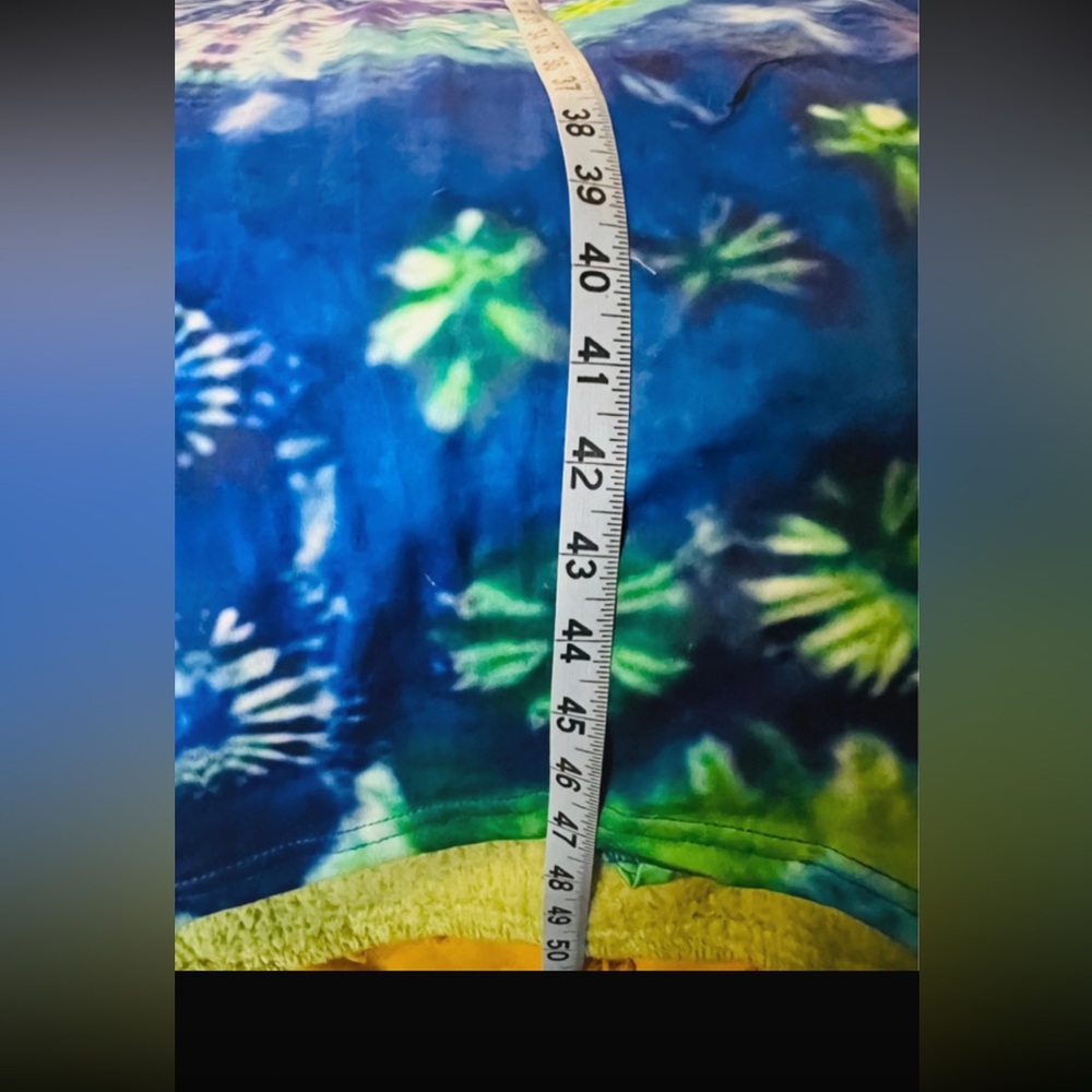 Blue Tropical Boho Maxi Dress Embellished Resort Cruise Vacation M - Picture 6 of 9